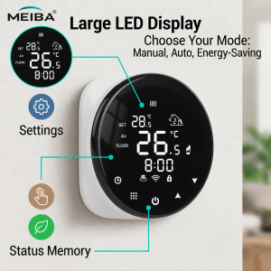 MB606 Button Room Thermostat - Black and White